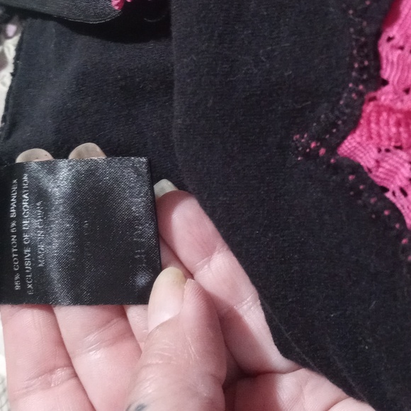 Bnwot!! Baby phat spaghetti strap tank top sz medium in black and pink pink lace - Picture 7 of 12